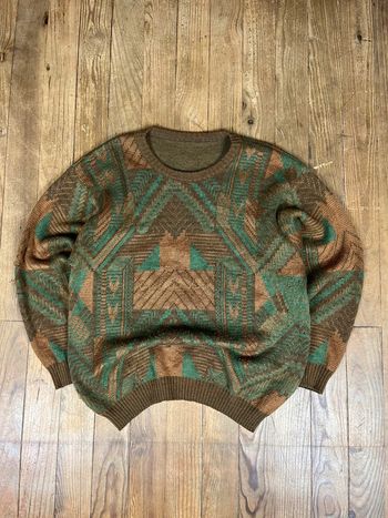 Pull maille vintage motifs multicolore L