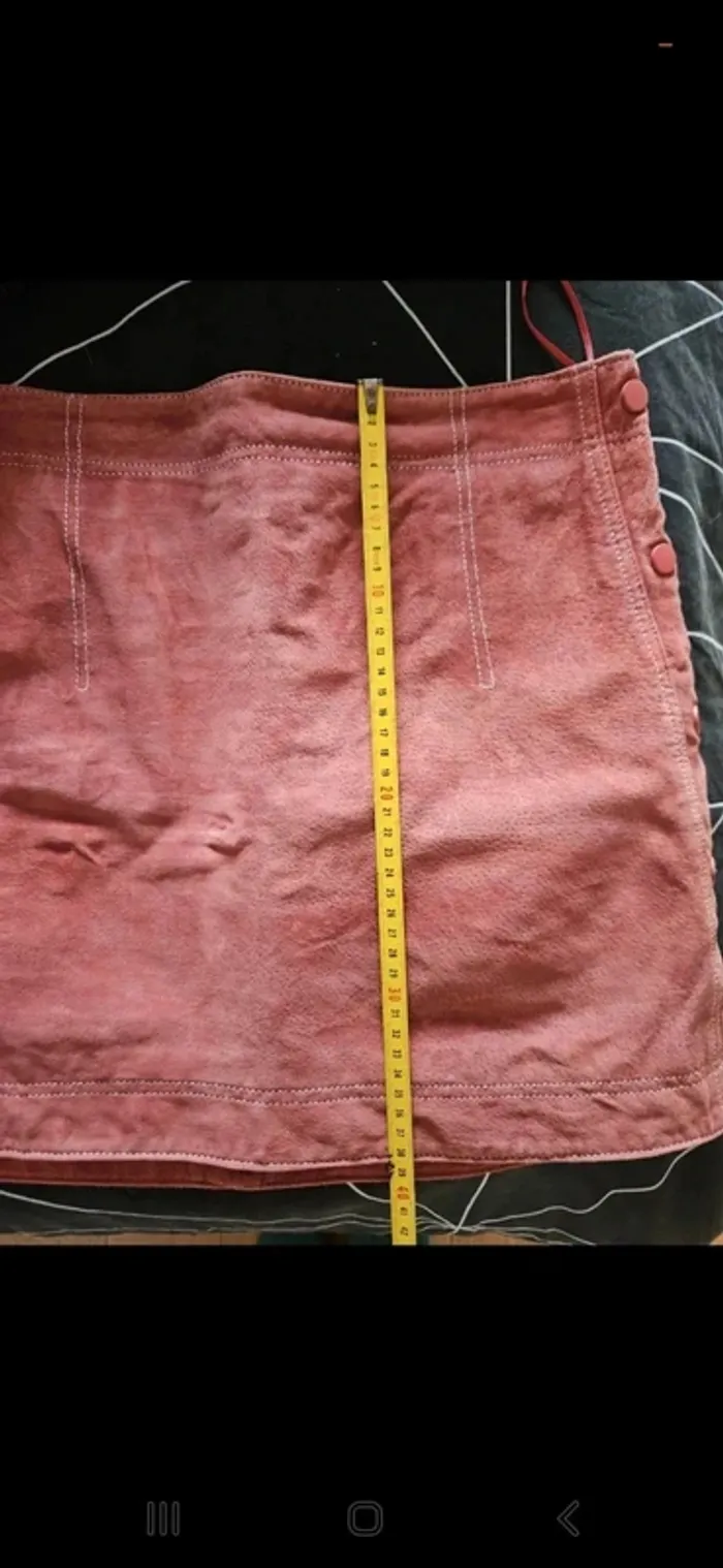 Mini-jupe en suédine/cuir véritable vieux rose Mango taille 38/M - photo numéro 7