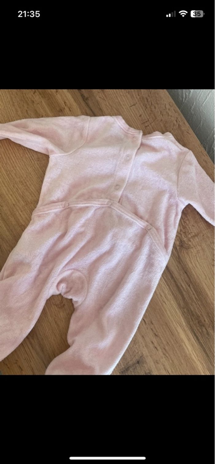 Pyjama velours rose poudrée mummy orchestra 1 mois - photo numéro 2