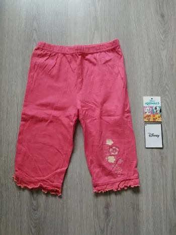 Legging court rose élastique à la taille avec broderies fleurs froncé en bas / sans marque / (5ans)