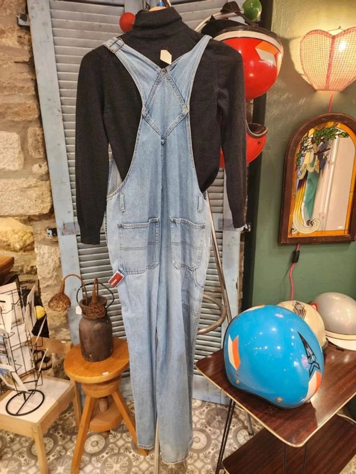 Salopette vintage en jean coton brut 100% taille m L - photo numéro 7