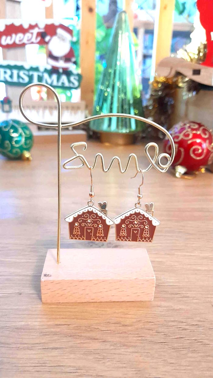 Bijoux Noël | Boucles d’Oreilles Maison Pain d’Épices – Neuf