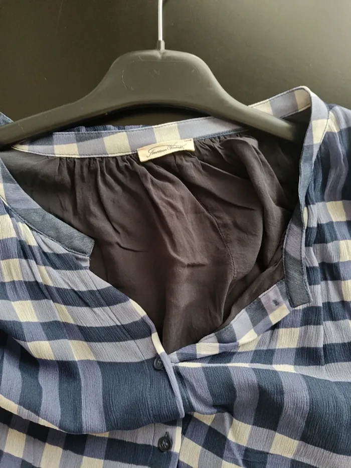 Chemisier sans manche American Vintage Bleu et blanc à carreaux viscose - photo numéro 4