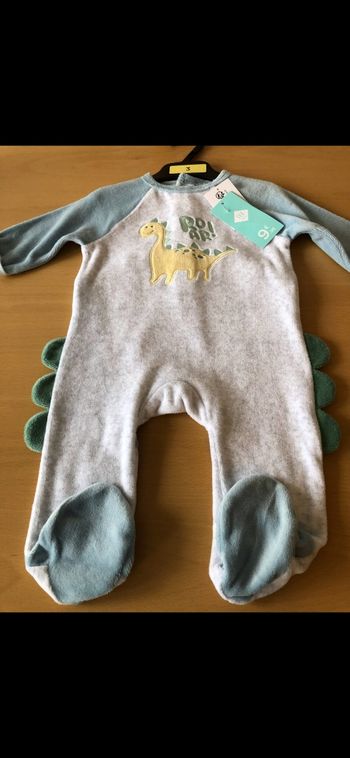 Pyjamas garçon en velours dinosaure 3 mois