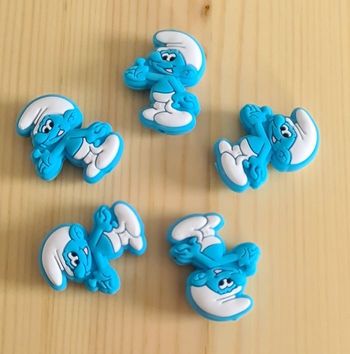 5 Perles silicone schtroumpf