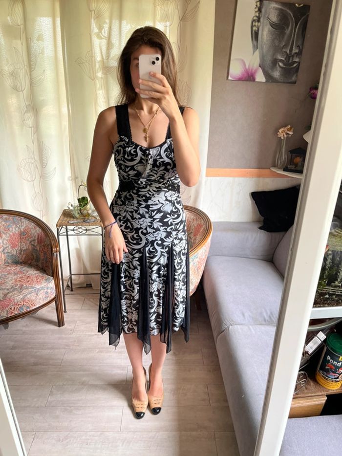 Robe vintage asymétrique grunge y2k 2000yet siren office bohème champêtre halter