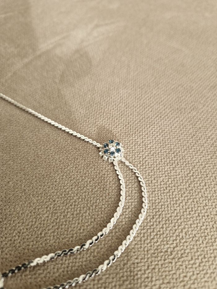 Collier argenté vintage avec pierre couleur saphir - photo numéro 8