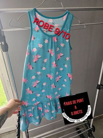 Robe flamant rose 9/10 ans fille