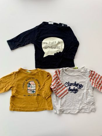 Lot de 3 t-shirt manches longues 9 mois