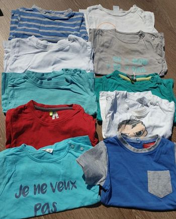 Lot de 10 t-shirts garçon manches courtes taille 18 mois