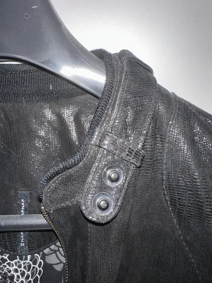 Veste en cuir noire effet brillant écaille NAFNAF 36 - photo numéro 4