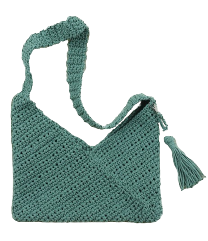 sac bandoulière avec pompon amovible au crochet fait main - photo numéro 3