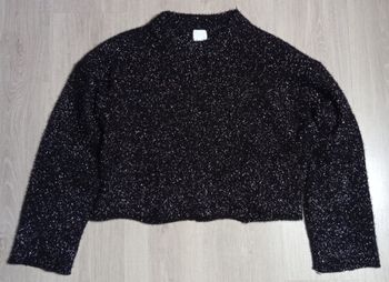 Pull col rond scintillant en maille duveteuse