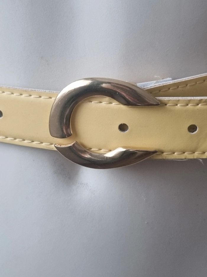 Ceinture jaune vintage boucle métal doré - photo numéro 14