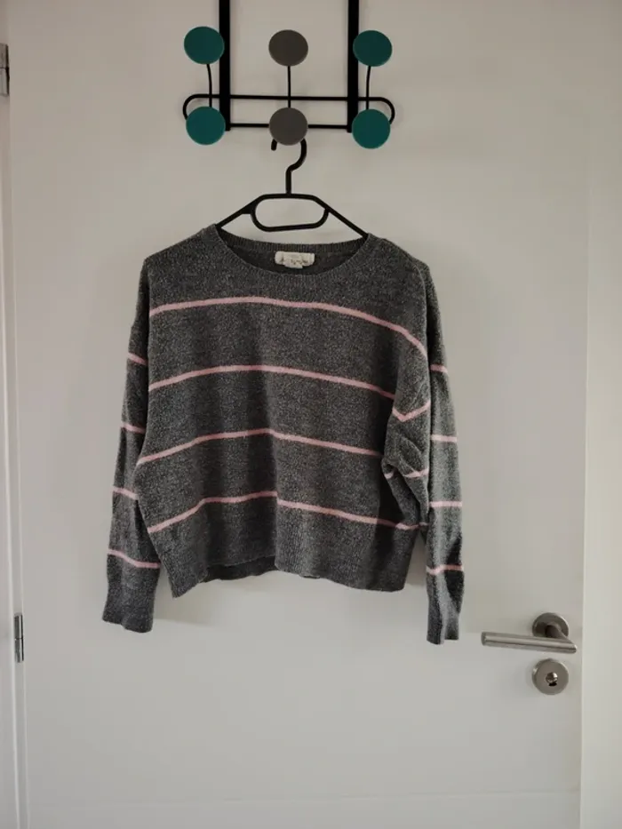 pull gris & rose taille M