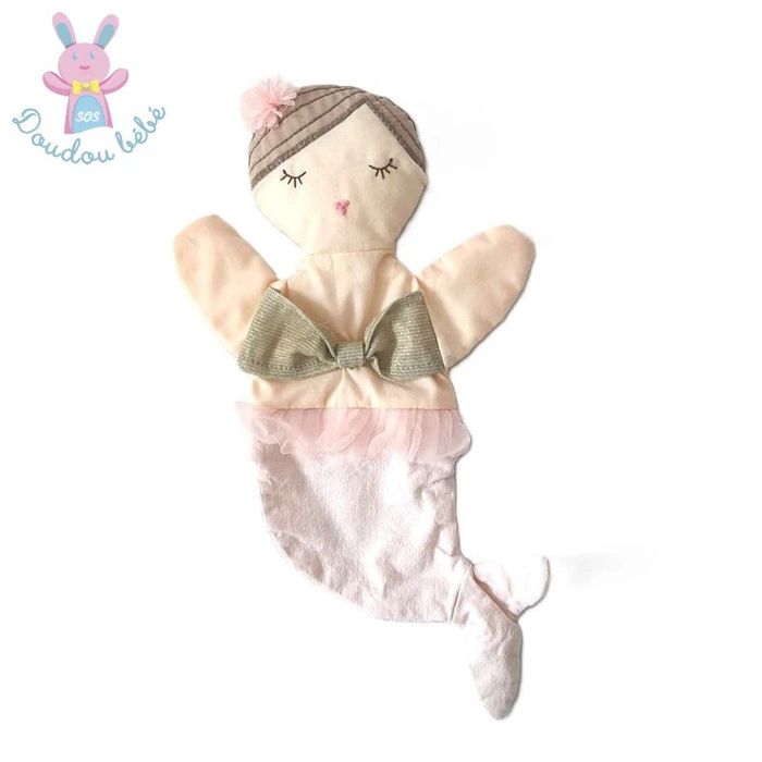 Doudou plat Poupée Sirène marionnette rose Maisons du Monde