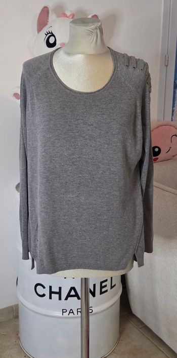 Pull gris MISS by Captain Tortue T3 – Maille douce extensible – Style moderne – Excellent état