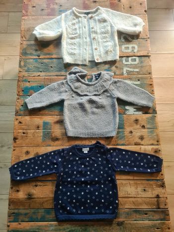 Lot de 2 pulls et 1 gilet pour bebe fille