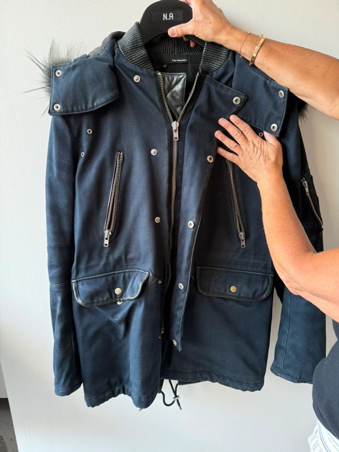 Parka homme the kooples XL bleu marine à capuche