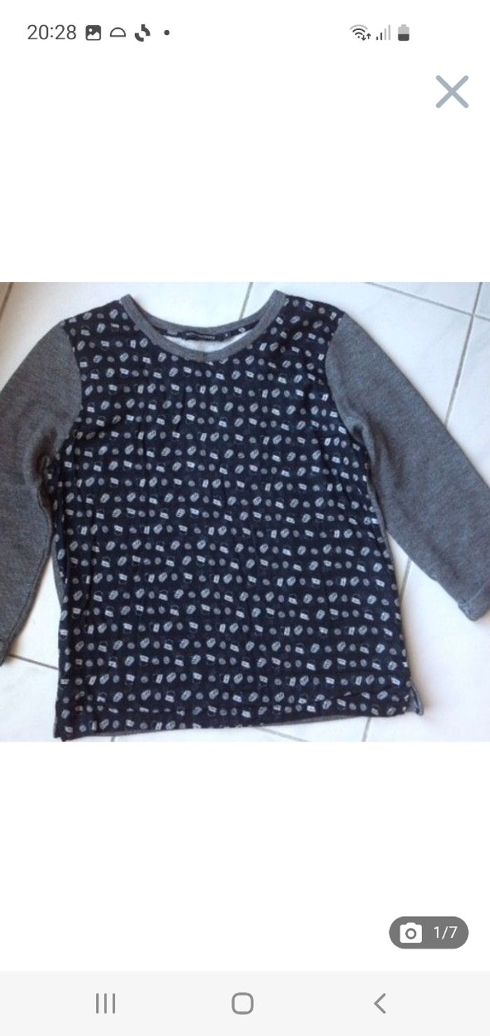 Sweat-shirt gris/noir taille 0 (34-XS) Monoprix