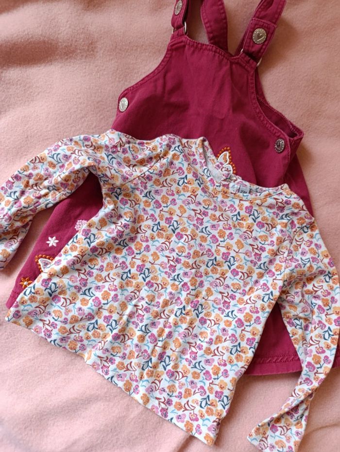 Robe salopette et t-shirt manches longues 2 ans - photo numéro 3