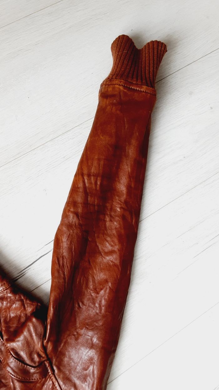 Vêtement femme veste blouson en cuir marron Le temps des Cerises taille S - photo numéro 6