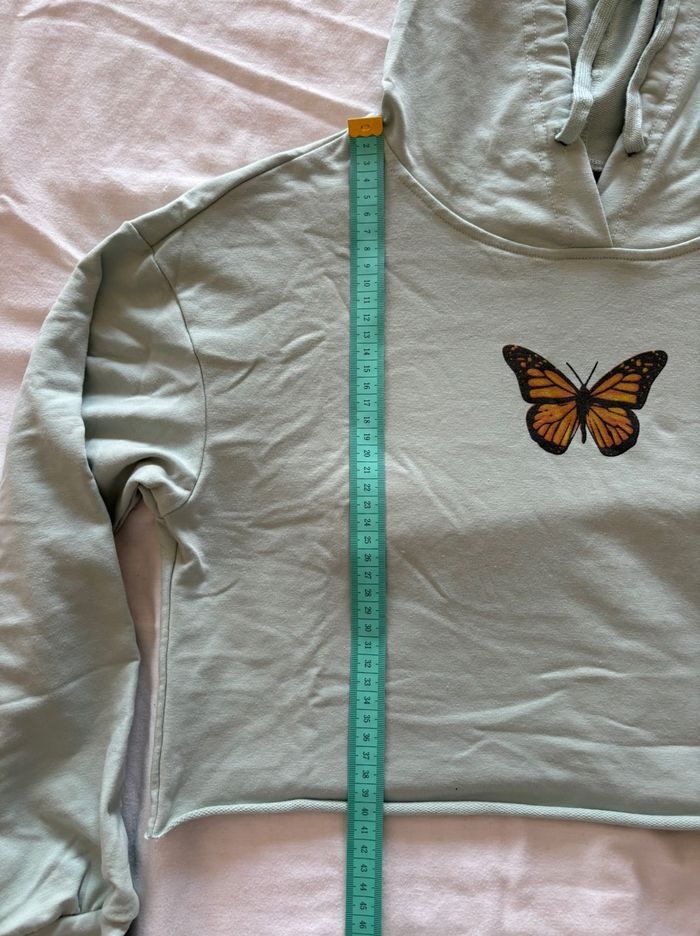 Top/Sweat court à capuche motif papillon fille - photo numéro 5