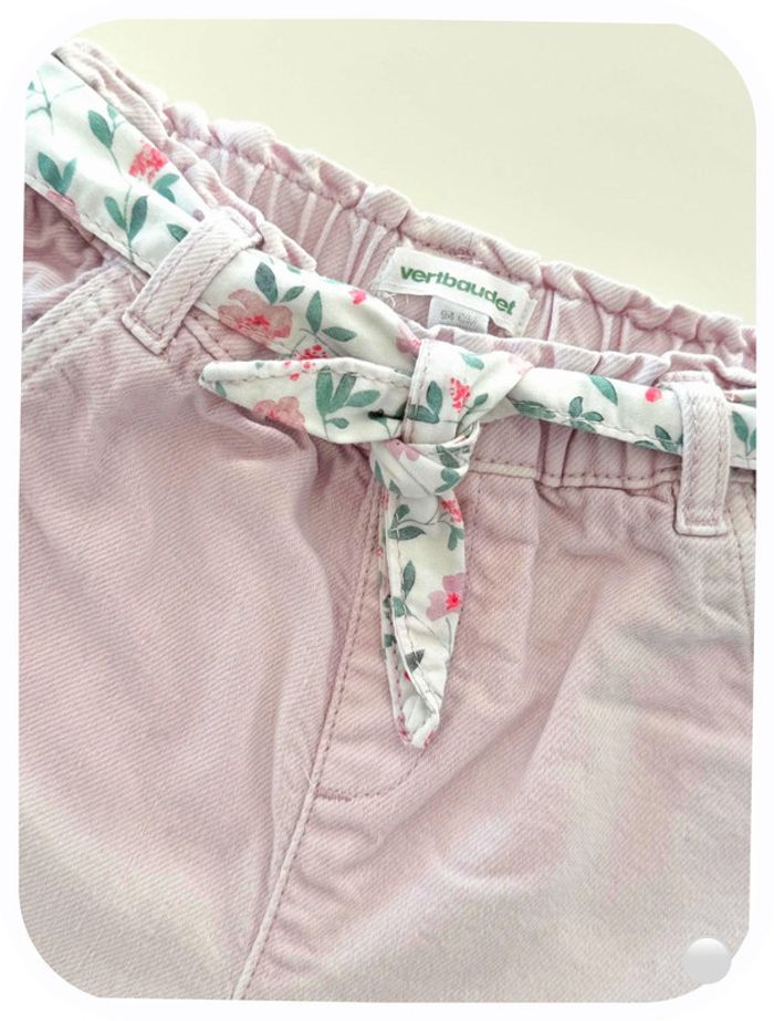 Verbaudet- Short en jean rose avec ruban Taille 3 ans - photo numéro 2