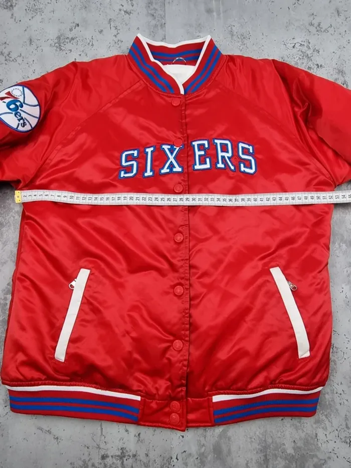 Veste Collège Satinée Rouge Champion Sixers – Taille L Femme (mesures en photos) - photo numéro 10