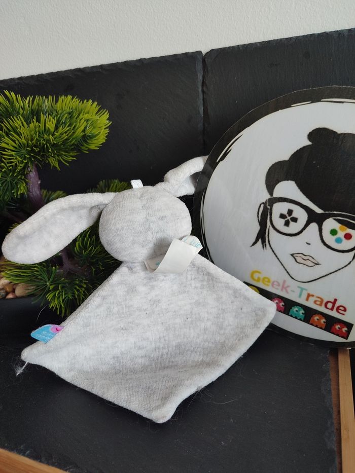 doudou lapin plat gris sucre d'orge my little star étoile gris losange plat 3241 - photo numéro 2