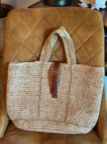 Sac en raphia fait main Madagascar – cuir