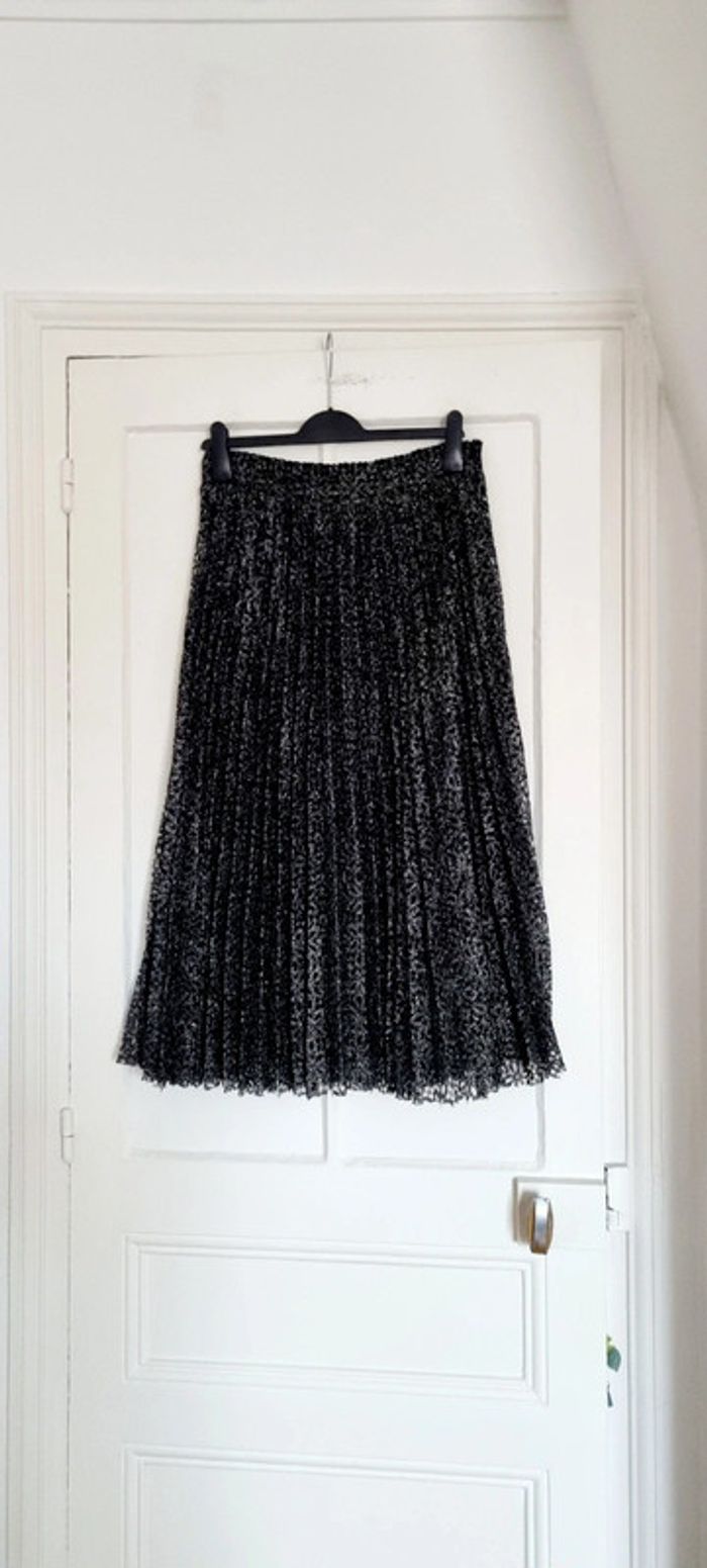 Jupe midi ba&sh camille noir et argent 40 neuve - photo numéro 2