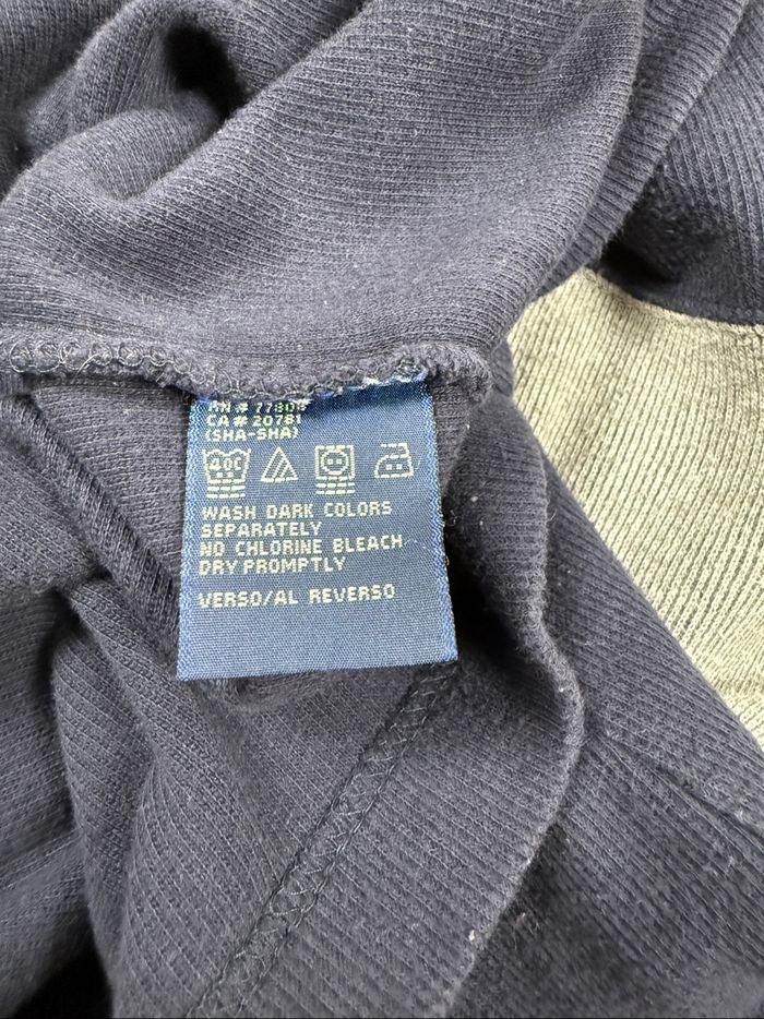 Pull Tommy Hilfiger bleu marine / bande grise – Taille L - photo numéro 7