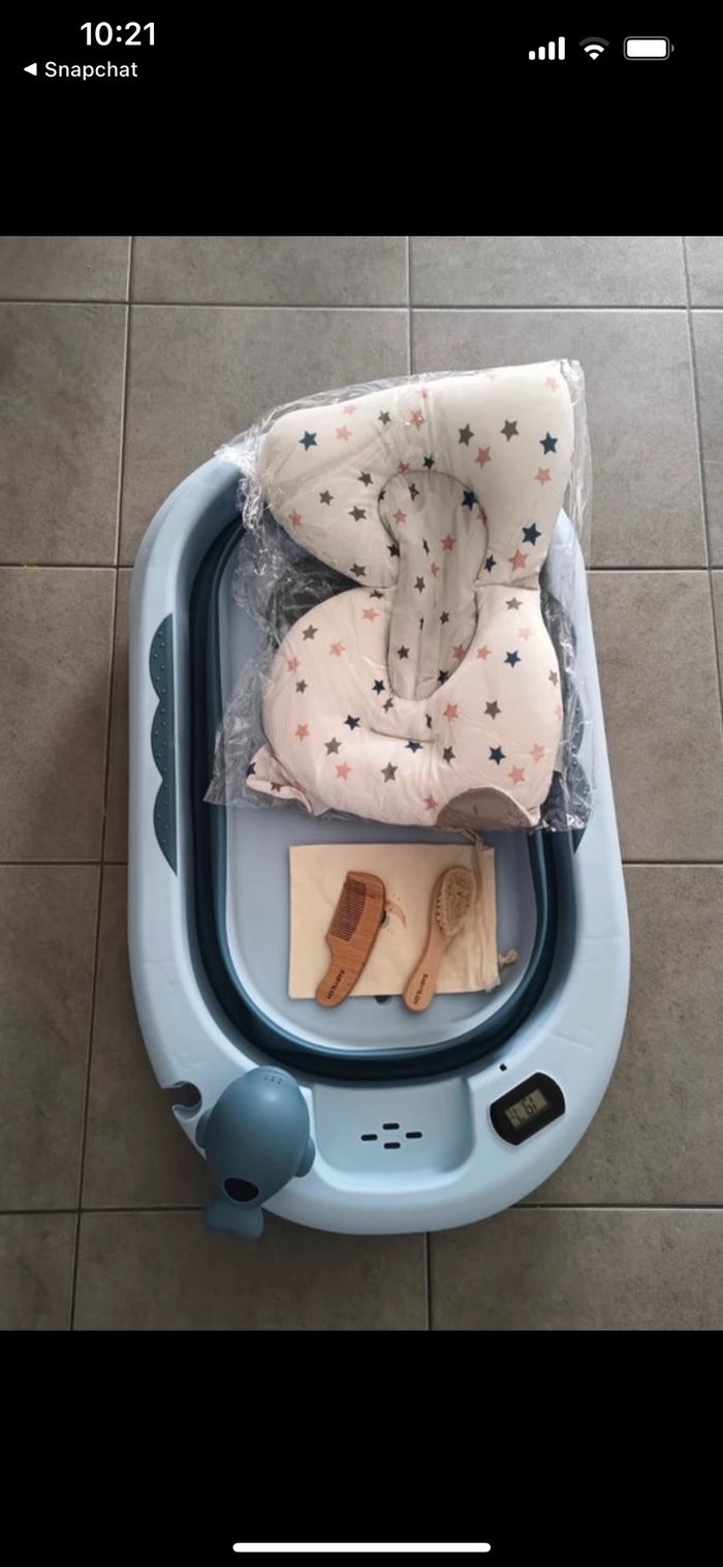 Baignoire bébé  pliable bleu - photo numéro 8