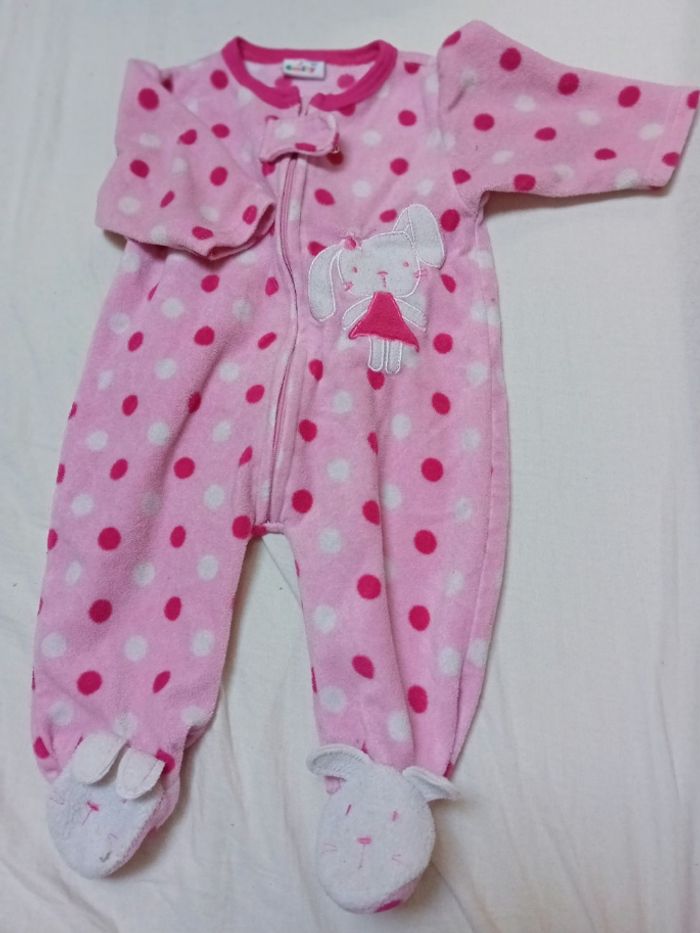 Pyjama rose velours m.l / 3 mois - photo numéro 2
