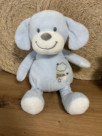 Doudou chien bleu blanc sweet dream pommette 