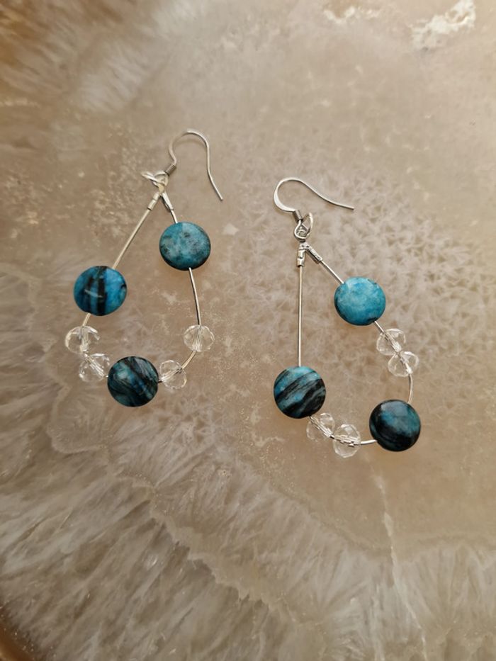 Boucles D'oreilles Apatite Cristal Acier - photo numéro 13