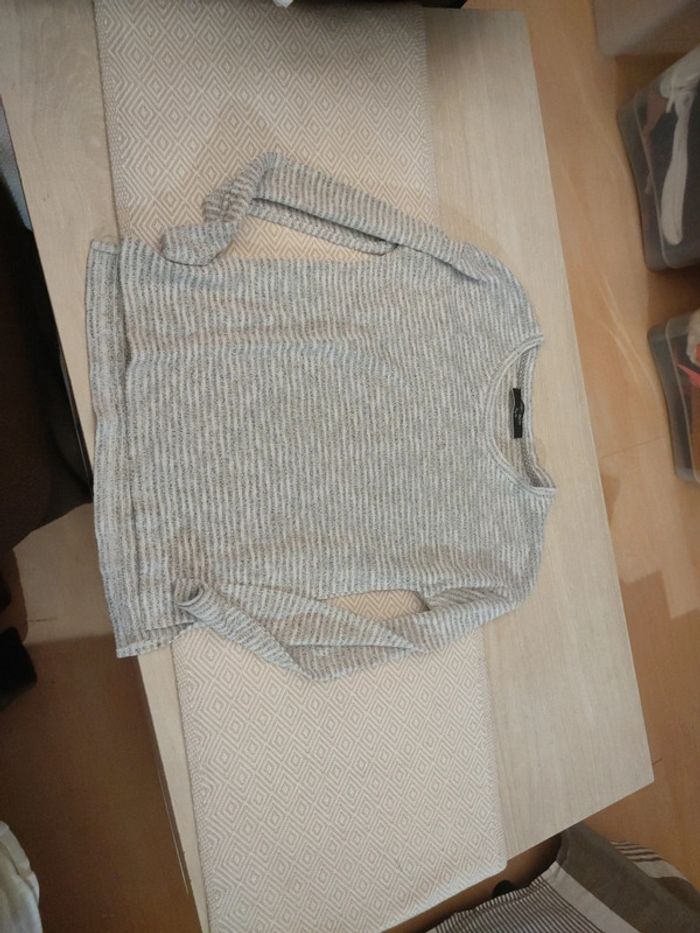 Pull fin teddy smith gris blanc 12 ans