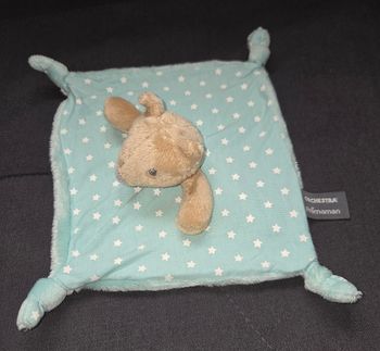 Doudou Renard carré plat bleu turquoise - Étoiles luminescentes- Orchestra