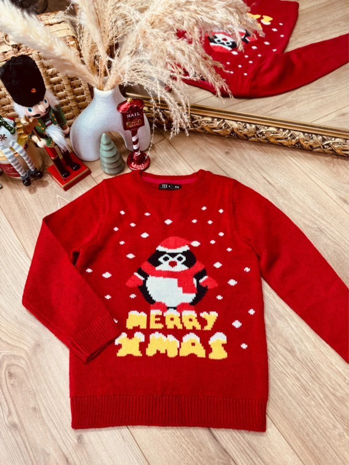 Taille 6 ans pull Noël garçon Tex rouge * pingouin * 🎄