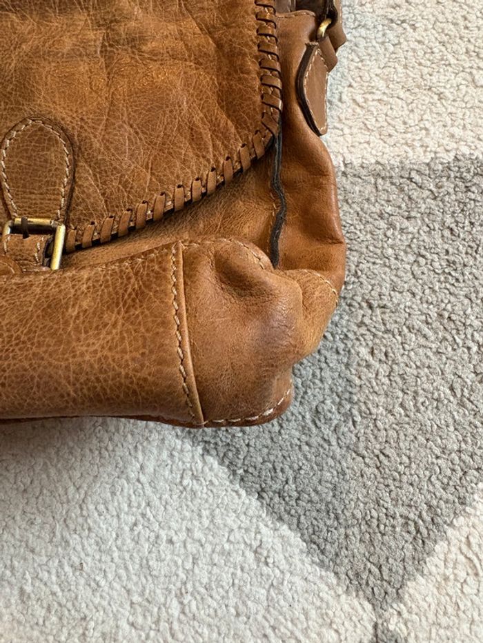 Sac à bandoulière en cuir couleur marron clair Colorado - photo numéro 8