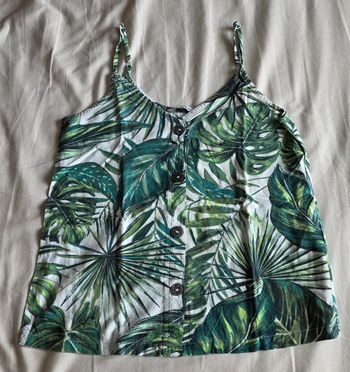 Only Débardeur Viscose Motif Tropical Vert Blanc 36