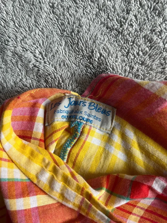 đ Robe sans manches Les Jours Bleus Ă nouer â Taille M, motif carreaux jaune & rouge/rosĂ©, dos nu - photo numĂ©ro 4