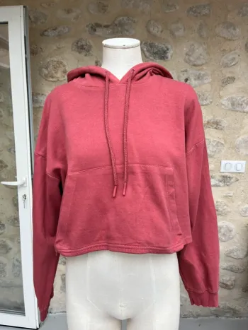 Bershka - Mini sweat à capuche court vieux rose parme