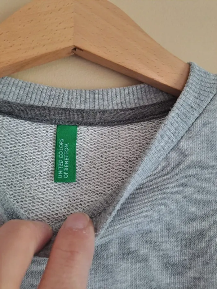 Pull sweat garçon benetton tbe gris 8-10 ans - photo numéro 4