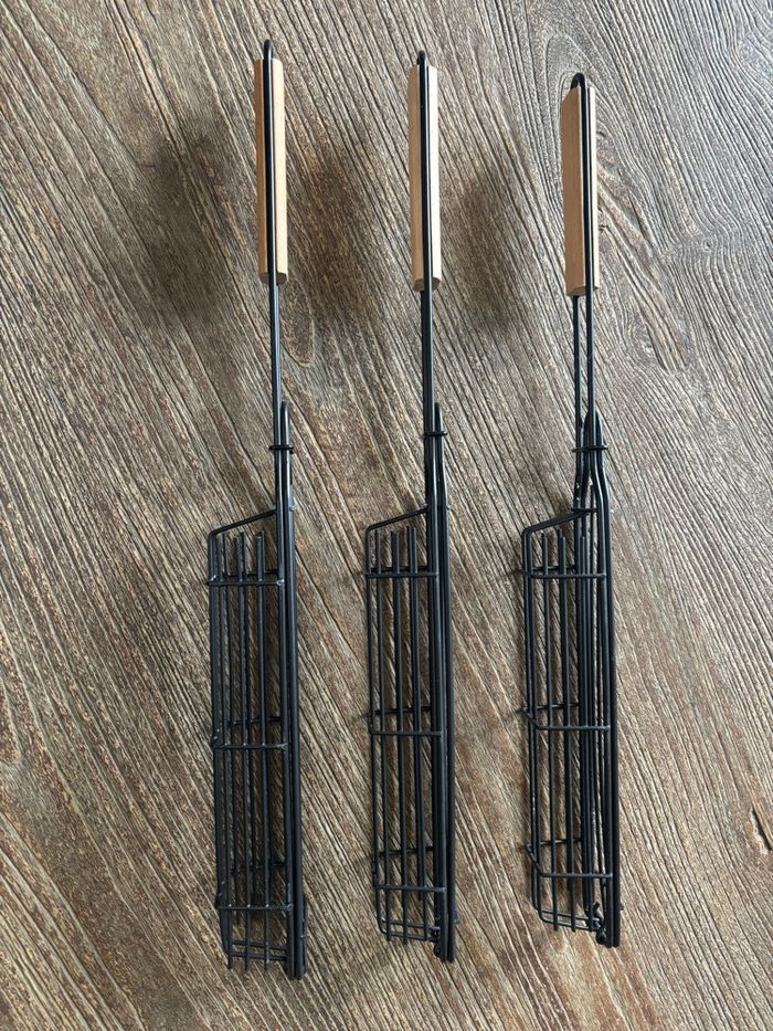 Lot de 3 cages à brochettes en acier inoxydable pour barbecue - photo numéro 3