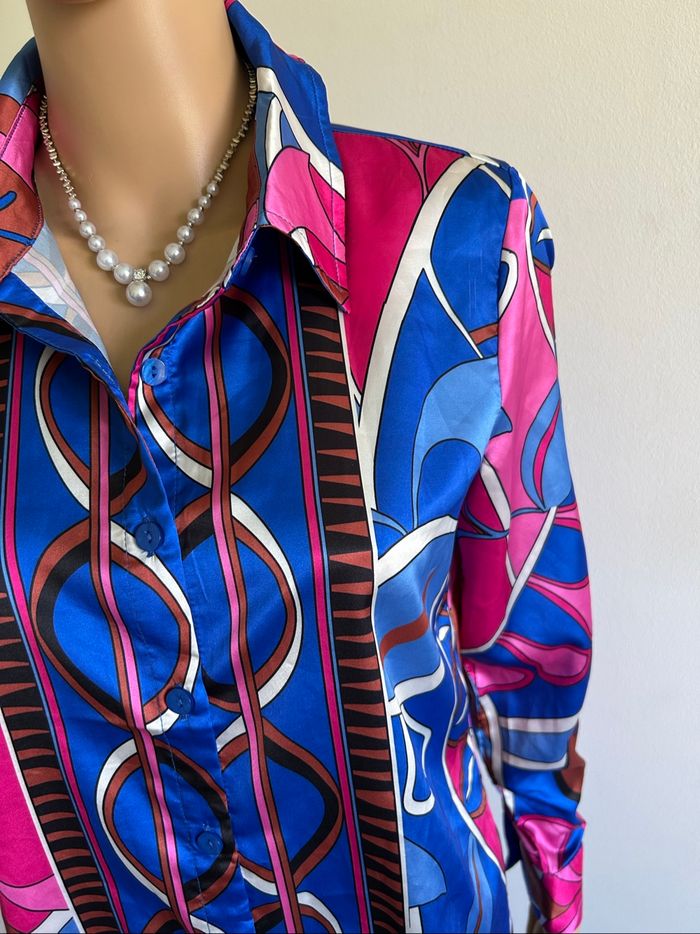 Chemise imprimée neuve à manches longues In Vogue taille S - photo numéro 4