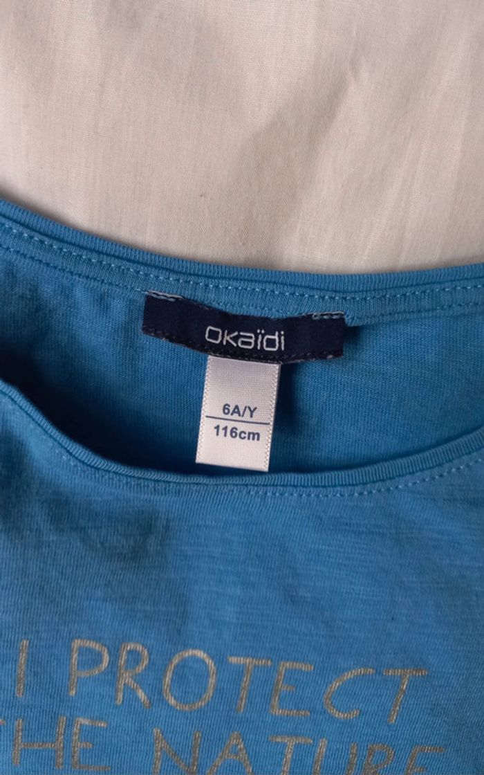 T-shirt bleu papillon okaidi t6 - photo numéro 2