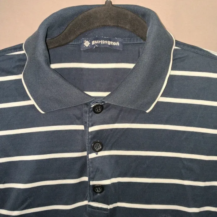 Polo Burlington Taille M Bleu Marine Rayé Coton Stretch - photo numéro 3