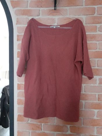 Pull long en maille vieux rose -